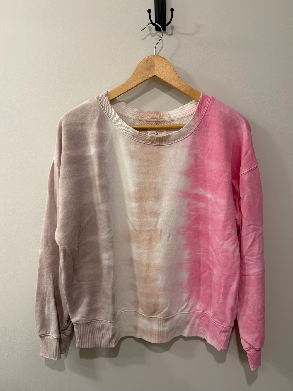 Lou & Grey Pastel Pink & Cream Tie-Dye Crewneck Terry Sweatshirt